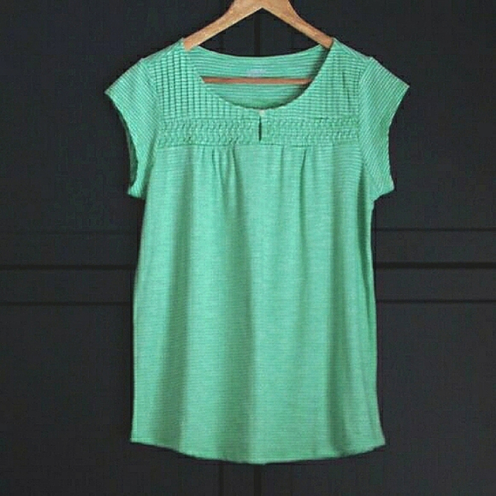 Lands' End | Smocked Cap Sleeve Striped Top